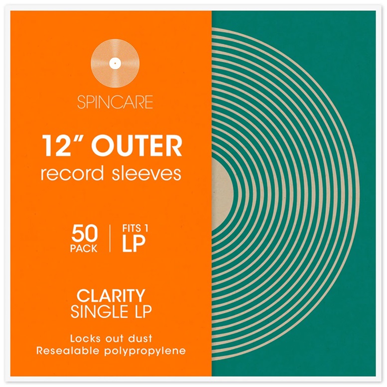 Spincare CLARITY 12 Inch SINGLE LP Resealable Outer Record Sleeves