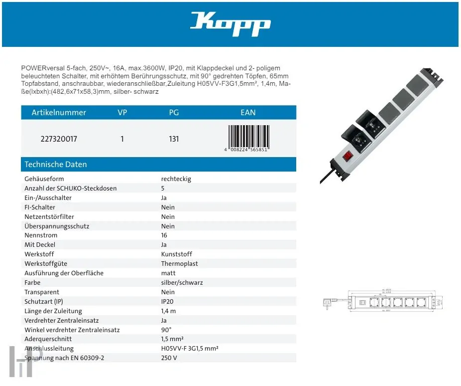 Blanko Kopp PDU-1009